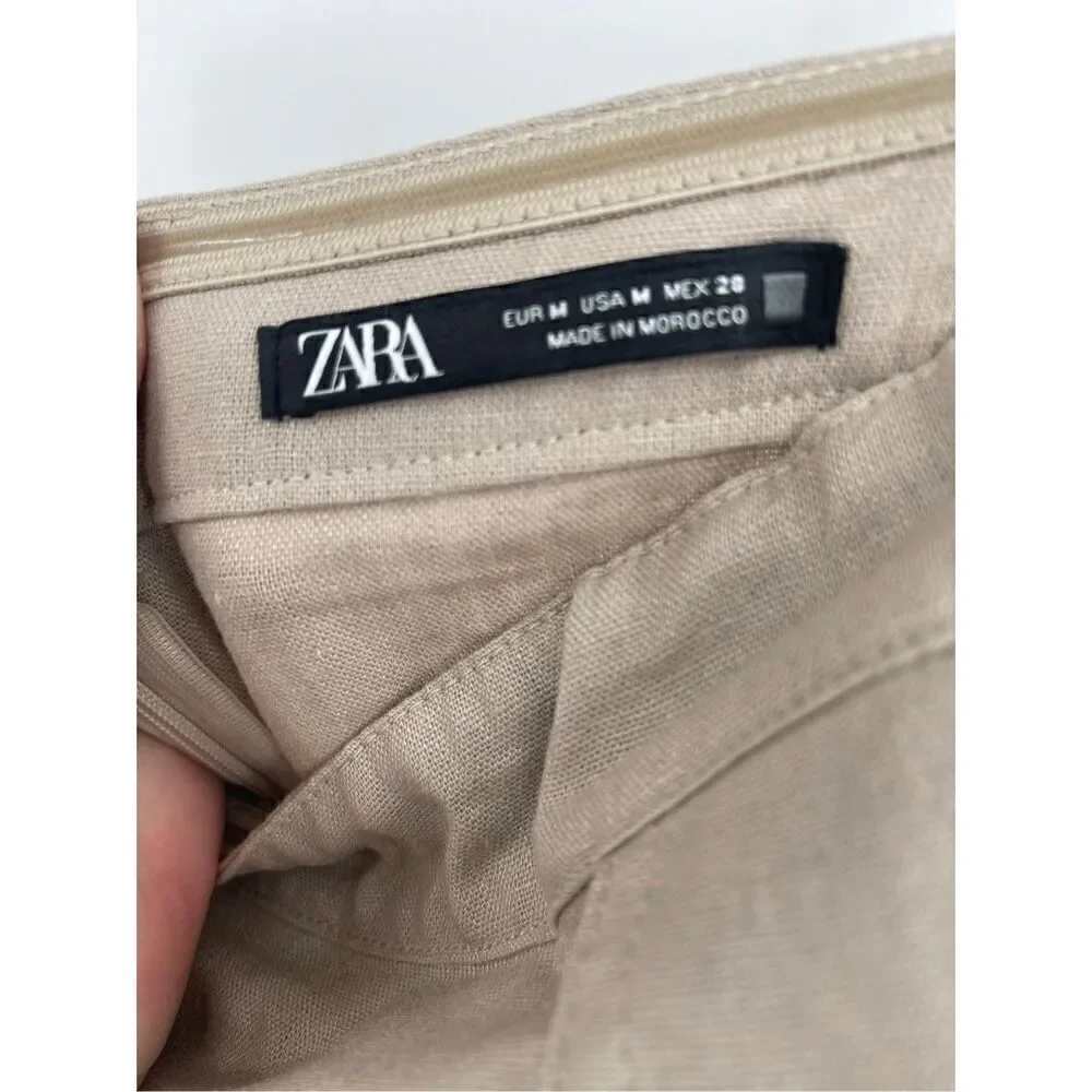 ZARA LINEN BLEND CARGO JUMPSUIT Sz M